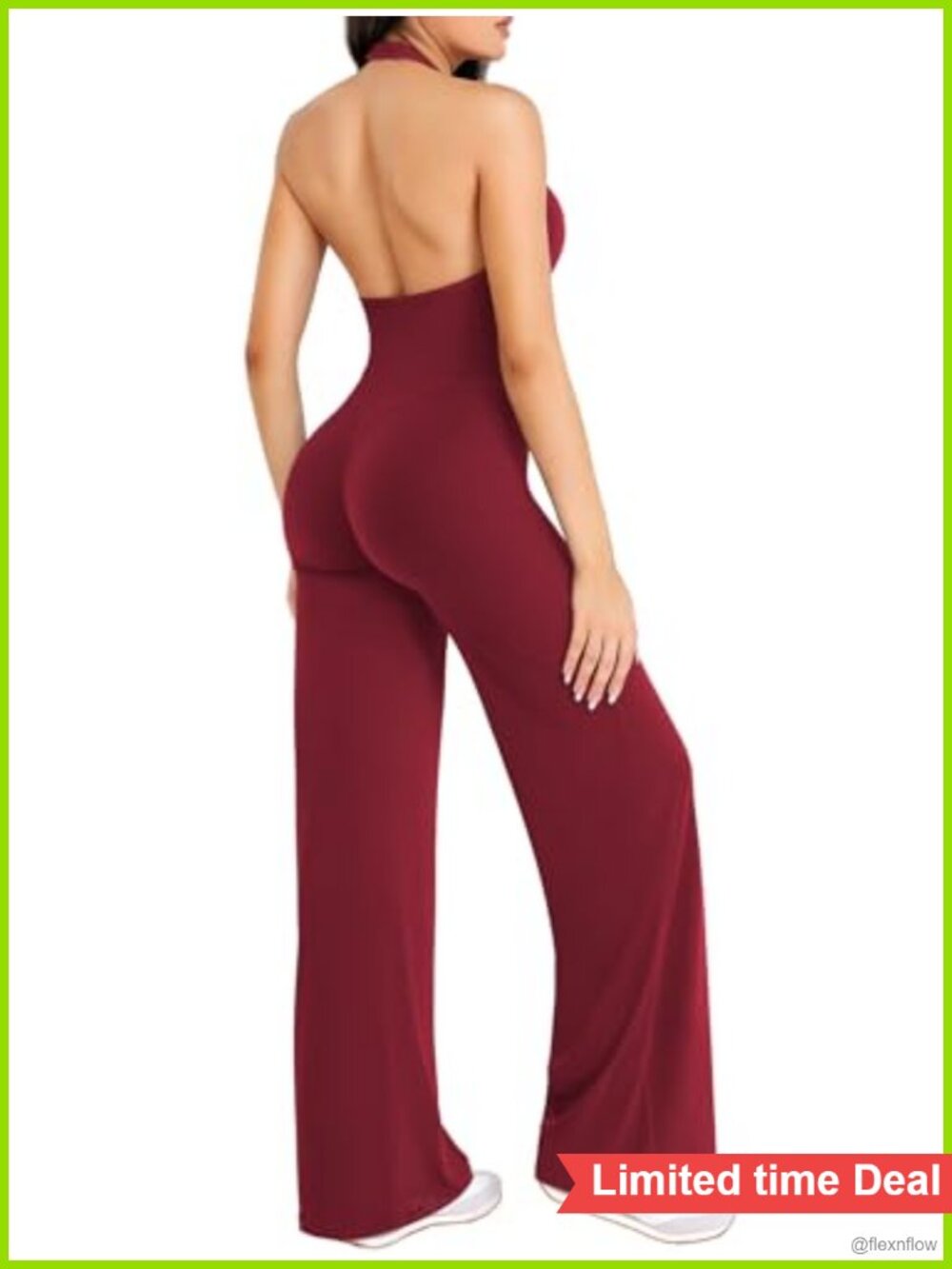 Sleeveless Halter Backless Wide Leg Jumpsuit Gym Yoga Pilates